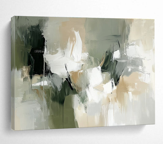 Gray - Green Abstract Composition Art for Minimalist Bedroom & Contemporary Spa SC219