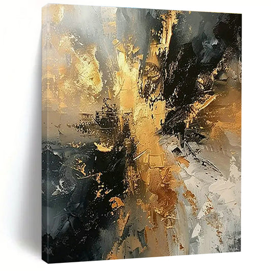 Gold - Gray - Black Abstract Art for Trendy City Bar & Corporate Executive Office DLZ1748
