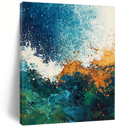 Blue and Gold Ocean Abstract for Luxury Beach House & Upscale Spa STSC324
