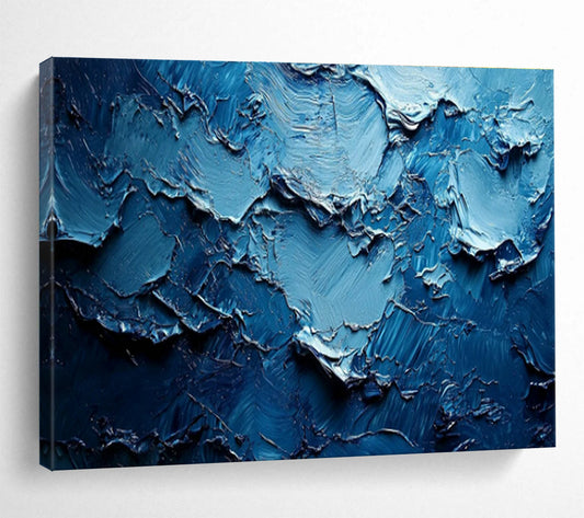 Deep Blue Textured Abstract Art for High - End Jewelry Store Showrooms DLZ3142