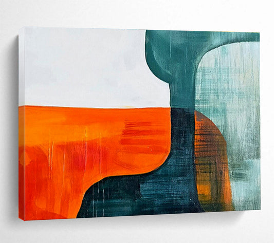 Orange - Blue Geometric Abstract Art for Modern Café Wall Decor DLZ2649