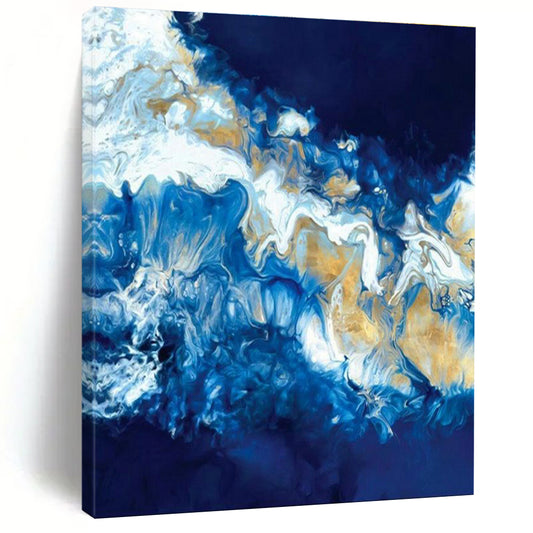 Blue & Gold Fluid Art for Luxury Hotel Lobby & Art Gallery DLZ2350