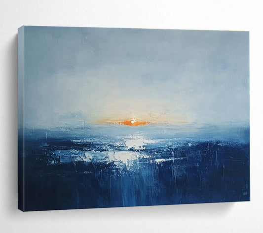 Subtle Sunset Seascape Art for Coastal Home Library & Serene Waiting Room SC106