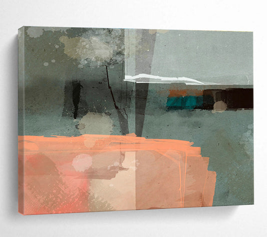 Gray - Orange Patchwork Abstract Art for Modern Hallways DLZ2459