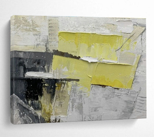 Yellow - Gray Collage Abstract Art for Industrial Loft DLZ2979