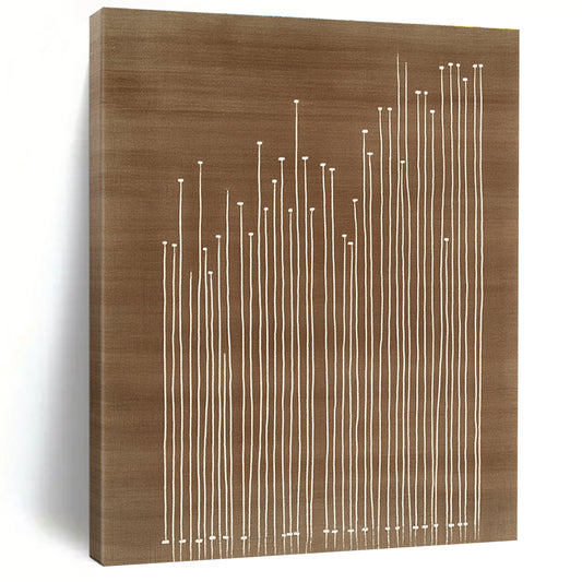 White Stalks on Brown for Minimalist Home Office & Nature - Inspired Art Gallery STSC929