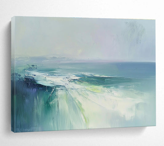 Soft - Hued Sea Abstract Art for Coastal Wellness Center & Beach House Bedroom SC047