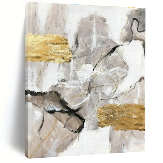 Gray - Gold Abstract Painting for Luxury Hotel Lobby & Art Deco Penthouse DLZ1308