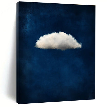 Single White Cloud on Blue 1 Art for Minimalist Nursery & Serene Home Library STSC1403