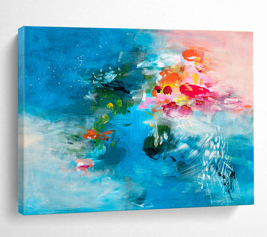 Blue - Based Floral Abstract Art for Serene Bedrooms DLZ2414