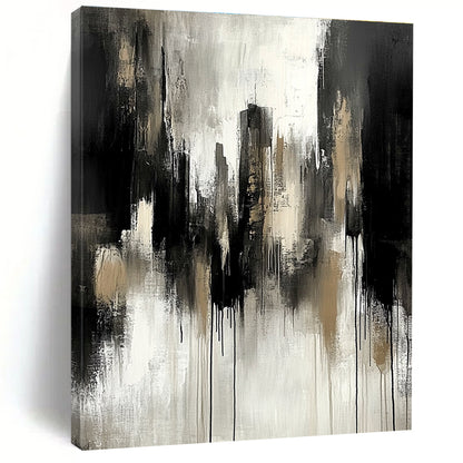 Monochrome Cityscape Drip for Modern Office Lobby & Art - Themed Home STSC250