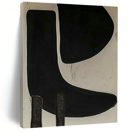Black and White Curved Abstract Art for Scandinavian - Style Home & Art - Themed Library DLZ1975