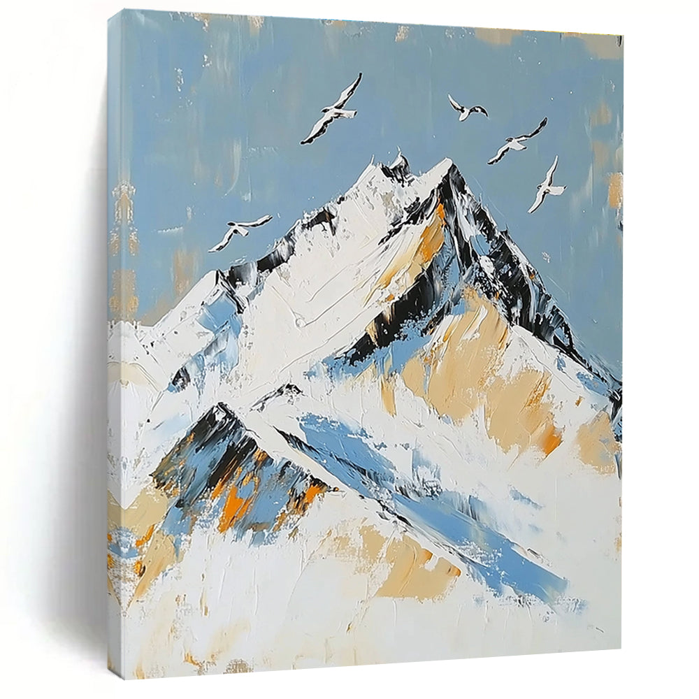 Abstract Mountain with Birds Art for Nature - Lover’s Home Library & Adventure - Themed Bedroom STSC1365