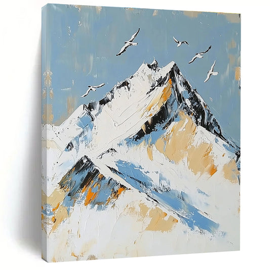 Abstract Mountain with Birds Art for Nature - Lover’s Home Library & Adventure - Themed Bedroom STSC1365