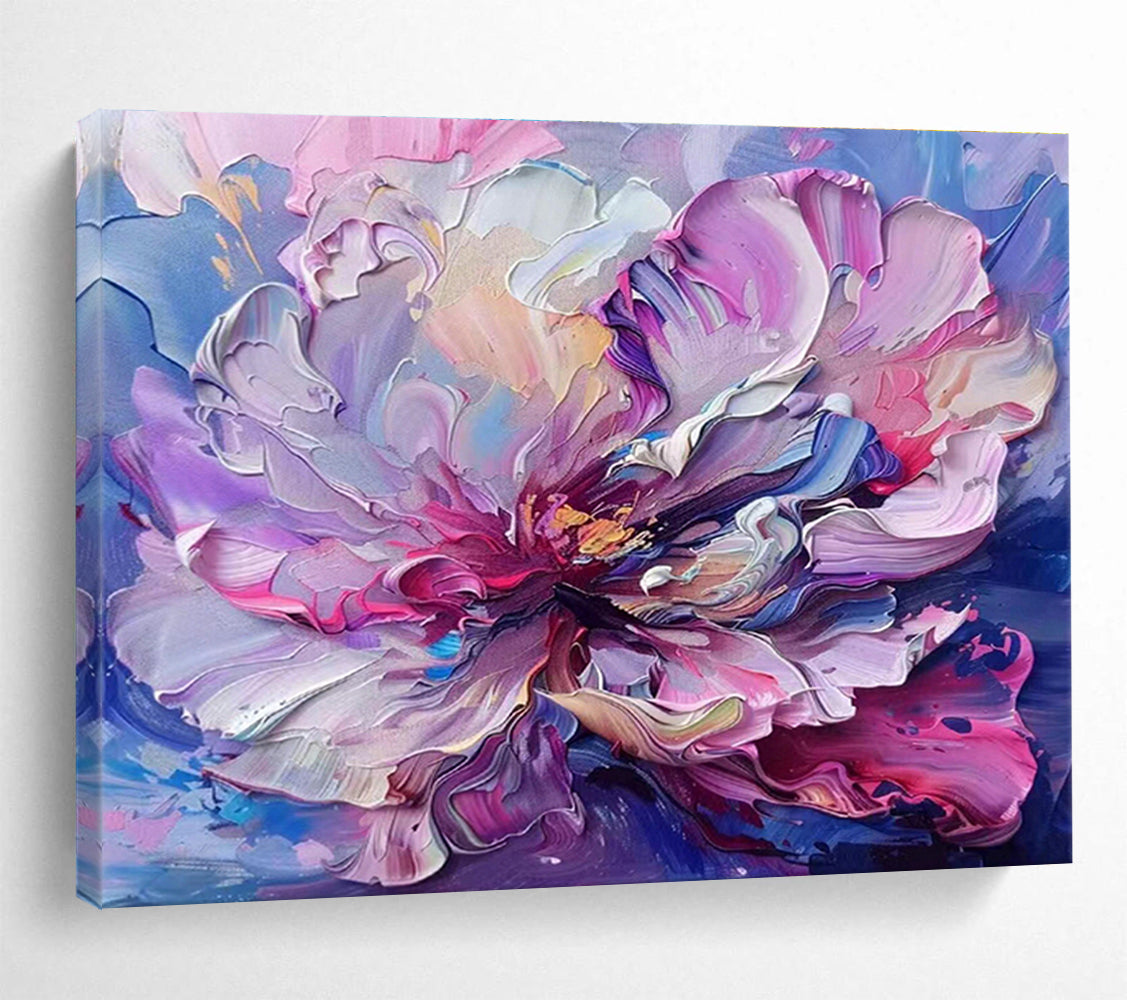 Impasto Pink - Purple Flower Art for Romantic Bedroom Accent DLZ3065