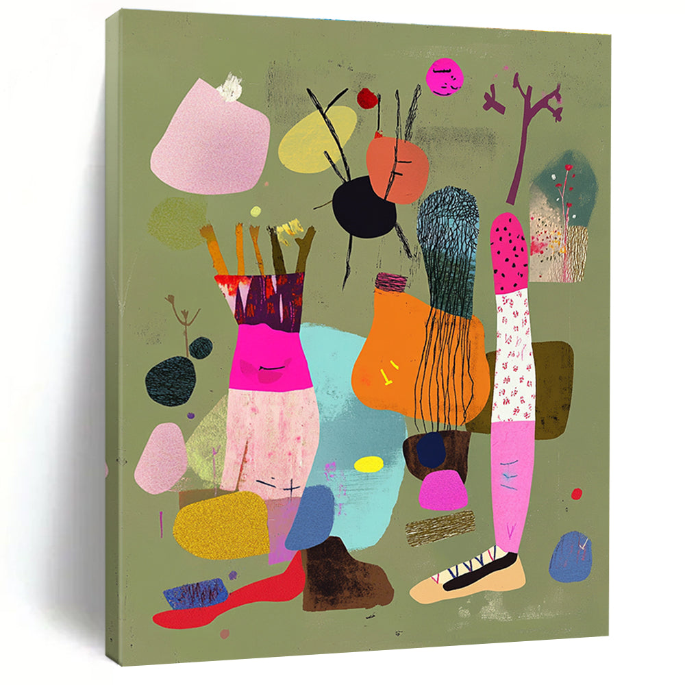 Abstract Shapes on Green for Modern Eco - Friendly Home & Nature - Themed Art Gallery STSC972