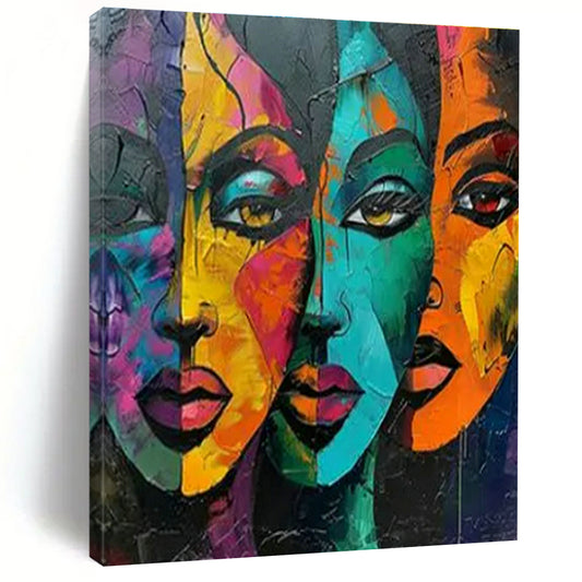 Colorful Portrait Abstract Art for Bohemian Café & Cultural Community Center DLZ1740