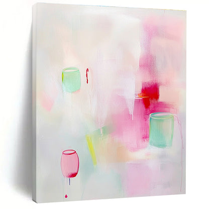 Soft Pink and Green Abstract Art for Girls’ Bedroom & Pastel - Themed Boutique STSC1311