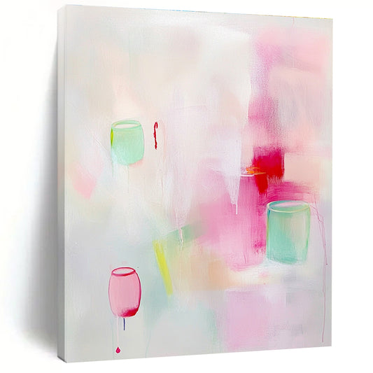 Soft Pink and Green Abstract Art for Girls’ Bedroom & Pastel - Themed Boutique STSC1311