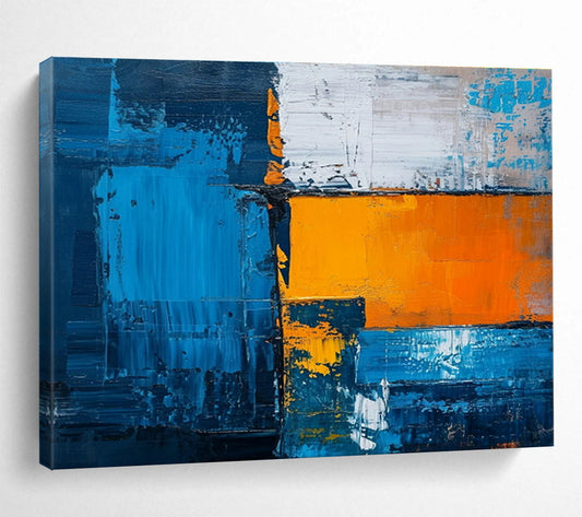 Blue - Orange Geometric Abstract Art for Industrial Loft Living Rooms DLZ2657
