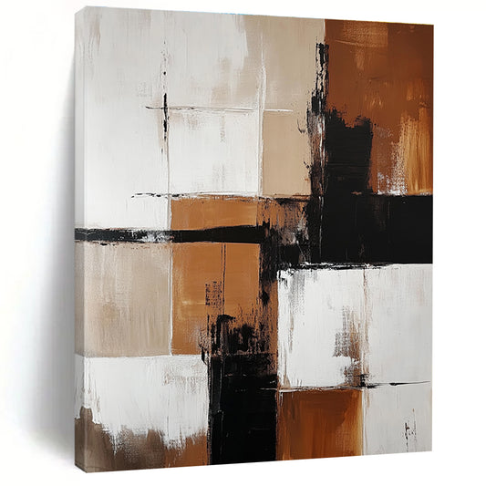 Brown and Black Geometric Abstract for Rustic - Modern Home & Art Gallery Foyer STSC415