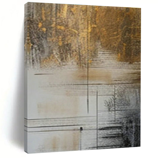 Gold - Brown Line - Geometric Abstract Art for Luxury Hotel Lobby & High - End Jewelry Store DLZ0987
