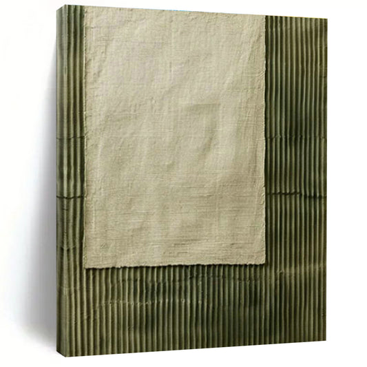 Linen - Textured Green Lines Art for Bedroom & Entryway DLZ0332