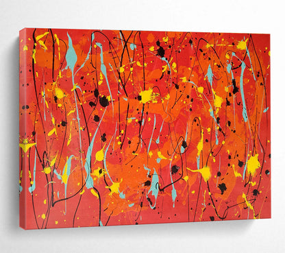 Orange - Red Splash Abstract Art for Vibrant Event Venue Backdrops DLZ2670
