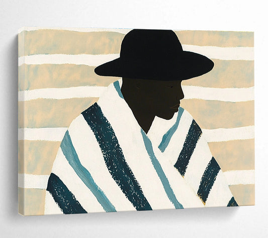 Stylized Portrait with Stripes Art for Cultural Center & Modern Home Living Room SC399