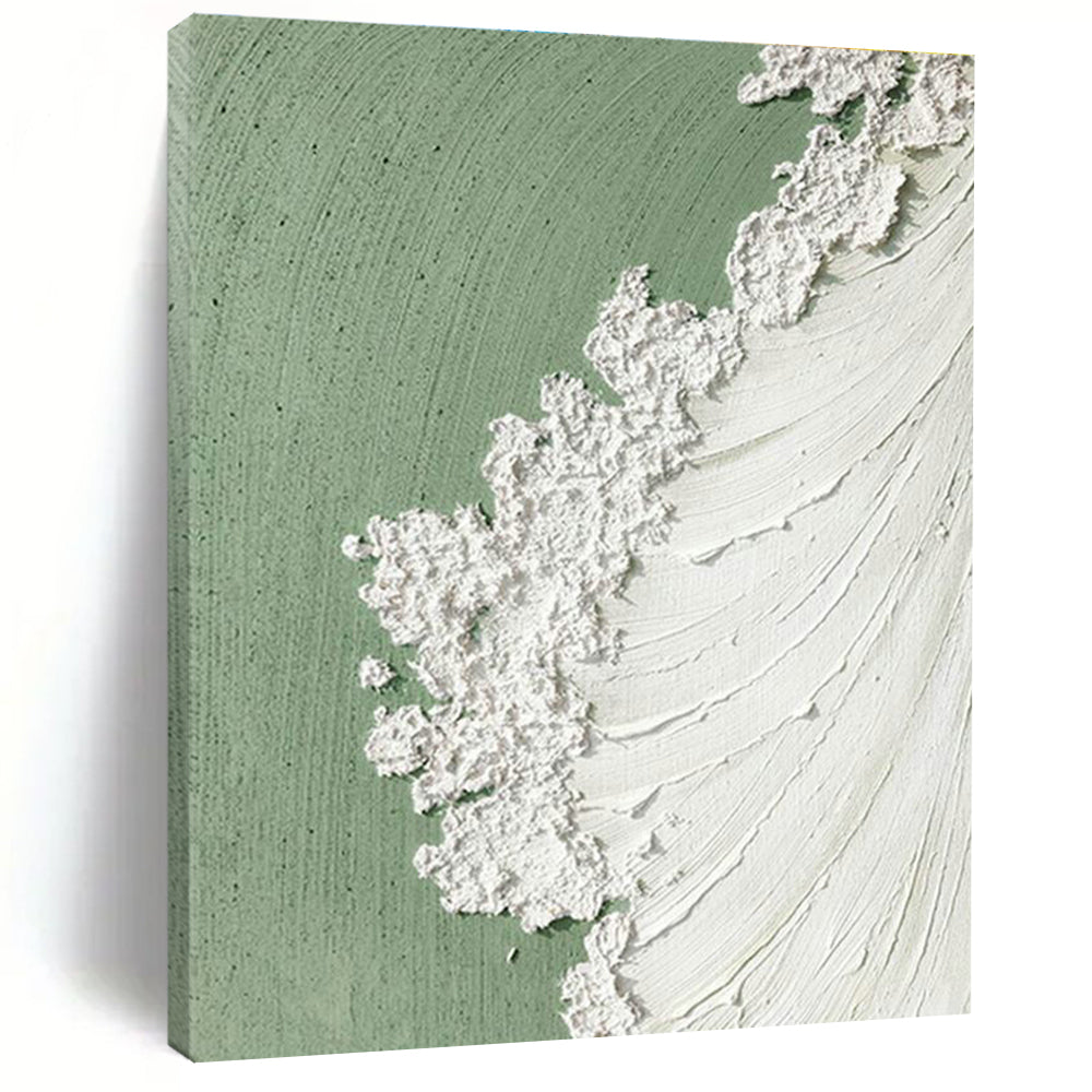 Green and White Textured Edge Art for Scandinavian - Style Café & Contemporary Living Room DLZ2202