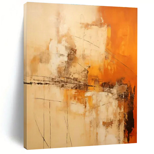 Orange - Brown Abstract Art for Rustic Home Cabin & Art - Loving Restaurant DLZ1735