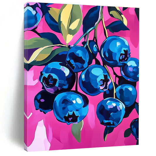 Blueberries on Pink for Gourmet Kitchen & Modern Fruit - Themed Café STSC1226