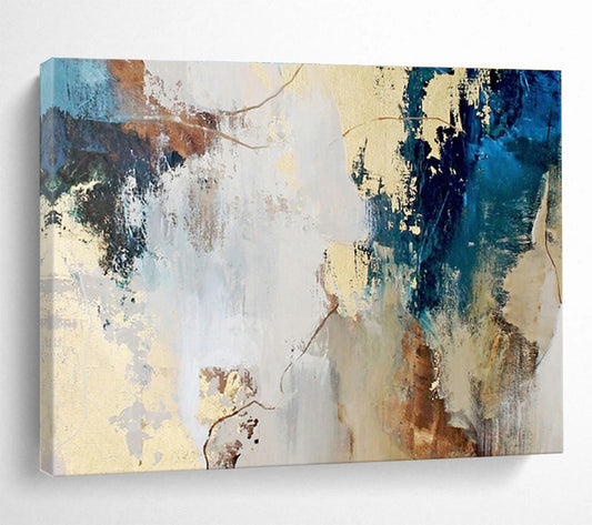 Blue - Gold Abstract Art for Modern Office Receptions DLZ2514