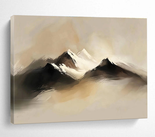 Misty Mountain Landscape Art for Minimalist Home Office & Serene Bedroom SC301