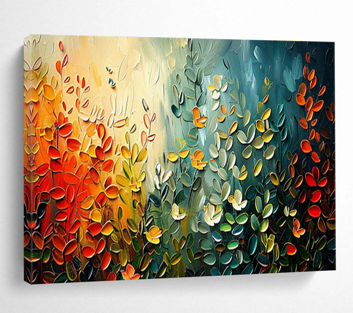 Textured Colorful Plants Oil Painting for Nature - Lover’s Living Rooms DLZ3095
