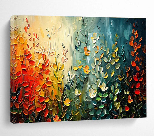 Textured Colorful Plants Oil Painting for Nature - Lover’s Living Rooms DLZ3095