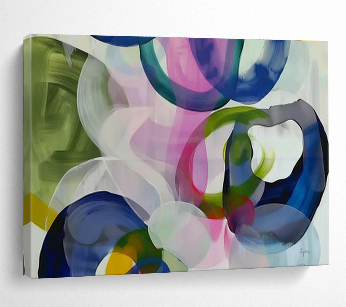 Colorful Circular Abstract Art for Eclectic Dining Area DLZ2857