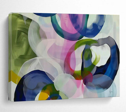 Colorful Circular Abstract Art for Eclectic Dining Area DLZ2857