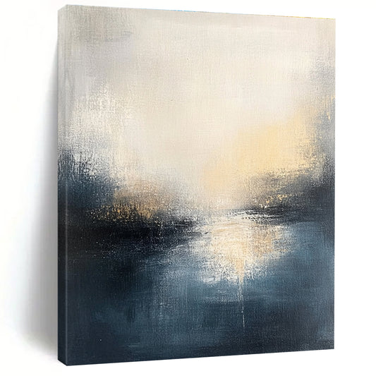 Soft - Hued Abstract Lake Sunset for Minimalist Bedroom & Art - Loving Home Lounge STSC169