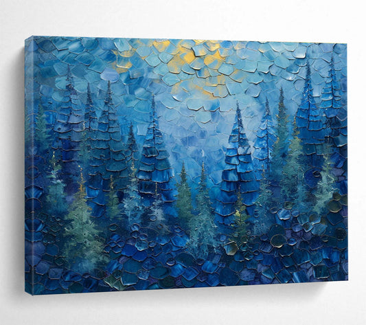 Mosaic - Style Blue Forest Art for Whimsical Kids’ Playroom DLZ3056