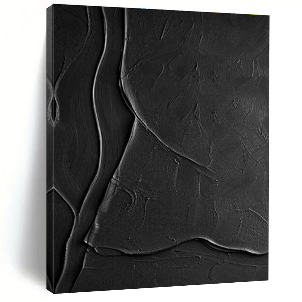 Black Textured Abstract Art for Industrial - Style Loft & Modern Art Gallery DLZ1970