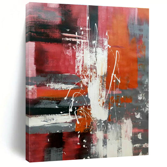 Red - Grey Abstract Art for Living Room & Dining Room DLZ0492