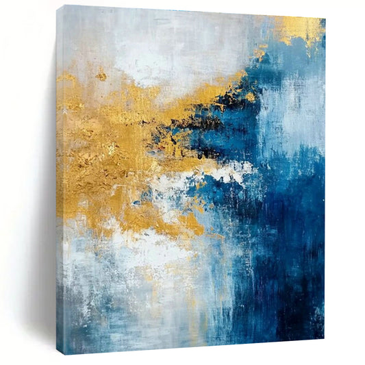 Blue - Gold Abstract Art for Beachfront Condo & Art - Lovers’ Living Room DLZ1906