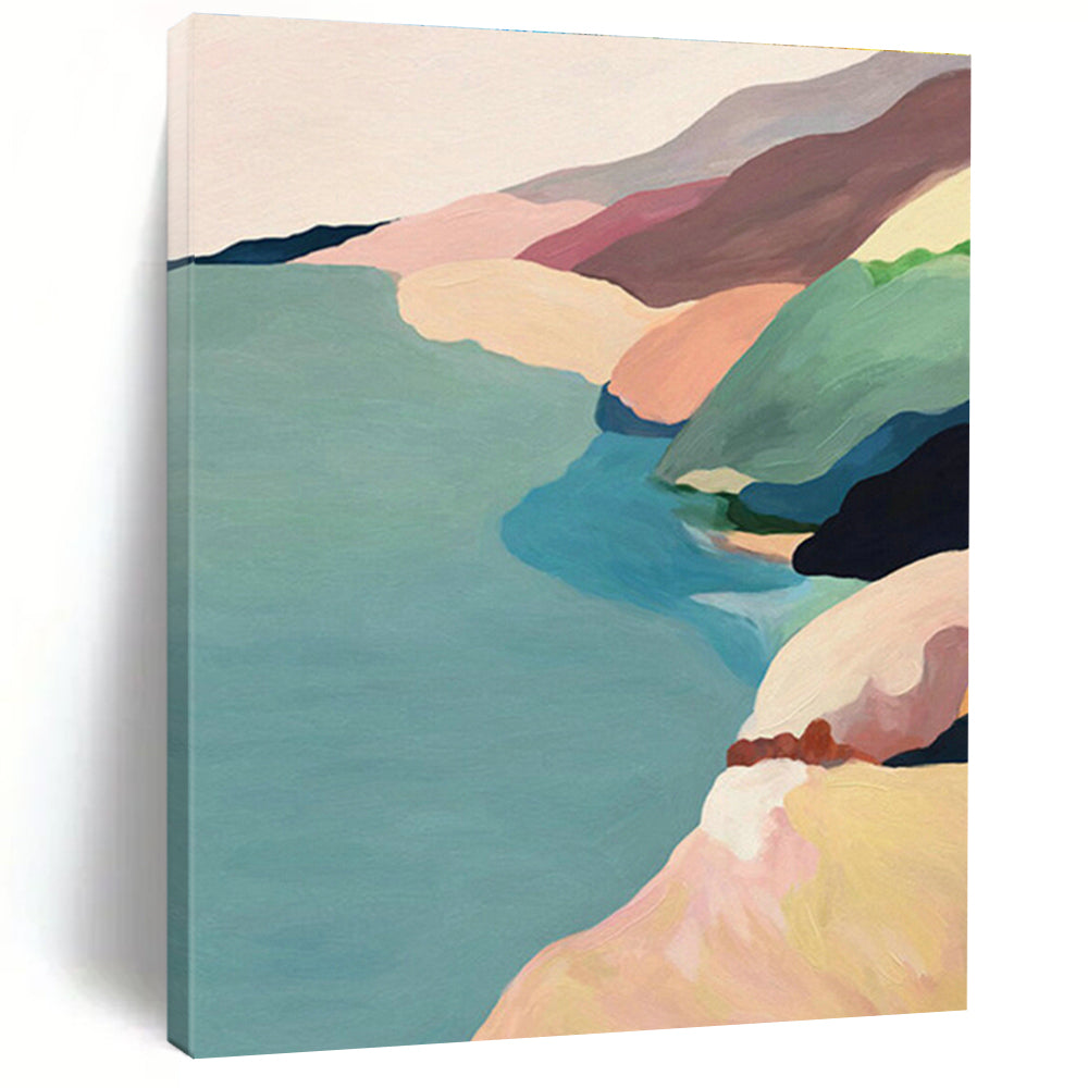 Color - Blocked Coastal Art for Beach House Living Room & Modern Seaside Café DLZ1420
