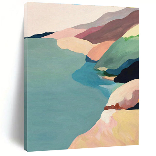 Color - Blocked Coastal Art for Beach House Living Room & Modern Seaside Café DLZ1420