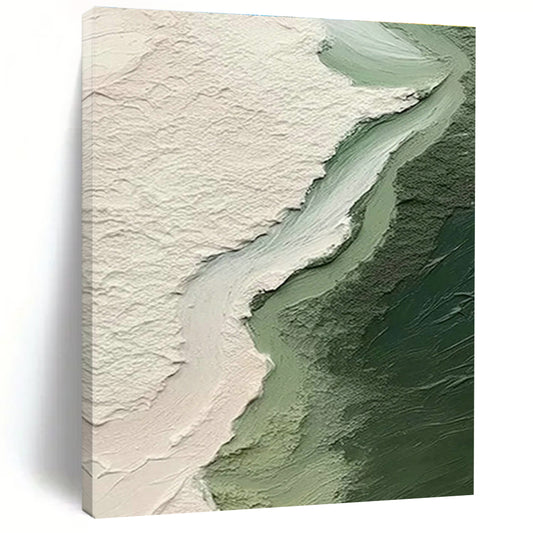 Textured Green Abstract Art for Coastal - Inspired Bathroom & Minimalist Retail Display DLZ1389