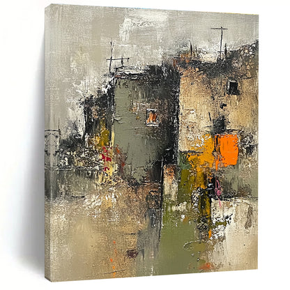 Abstract Village Scene for Rustic Home & Cultural - Inspired Restaurant STSC659