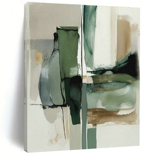 Green - Gold Geometric Abstract Art for Luxury Hotel Suite & Art Deco Living Room DLZ1643