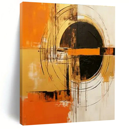 Orange - Black Geometric Abstract Art for Modern Home Entrance & Design - Focused Office DLZ1739