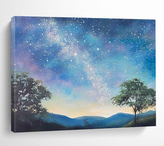 Starry Night Landscape Art for Astronomy Enthusiast’s Study & Nature - Themed Bedroom SC421